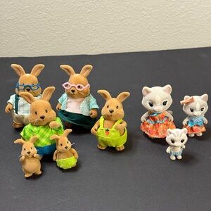 Li’l Woodzeez Rabbit 5 & Purrington Cat 3 miniature Family collectible figures